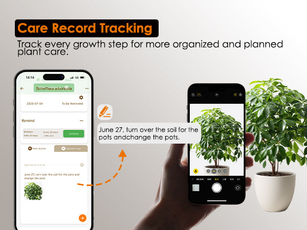 Taking a photo of indoor plants to track growth records and operation logs using the Glowrium smart app tool