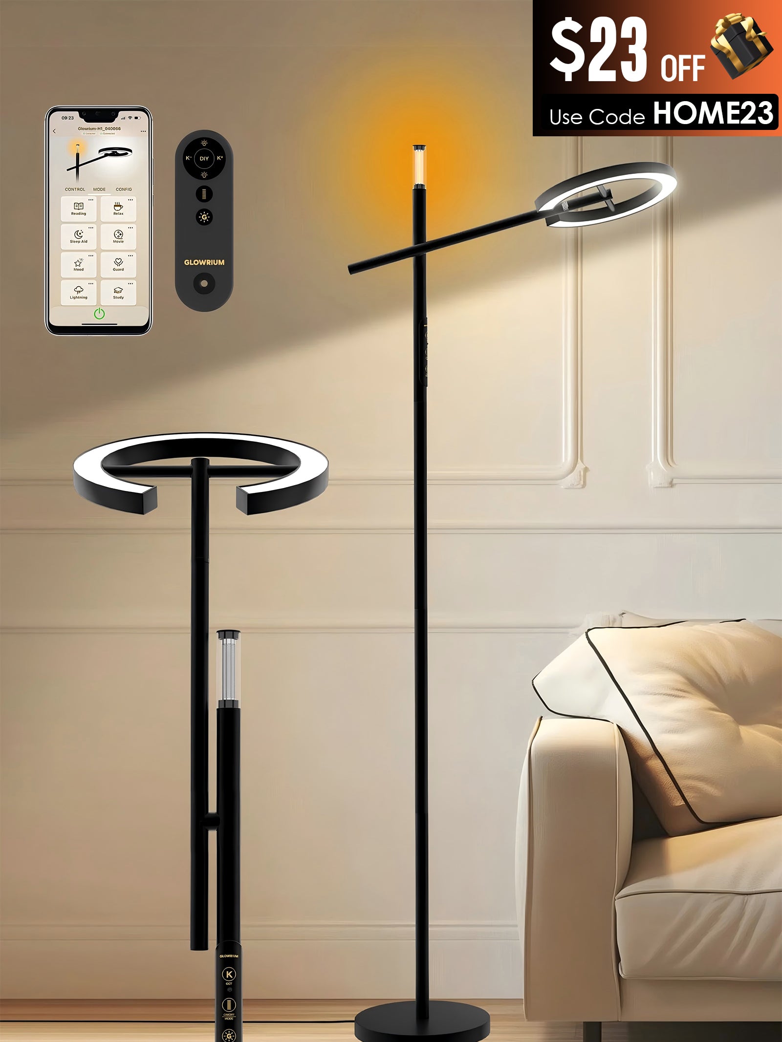Smart Home Floor Lamp-H1 With APP Control & Stepless Dimmable