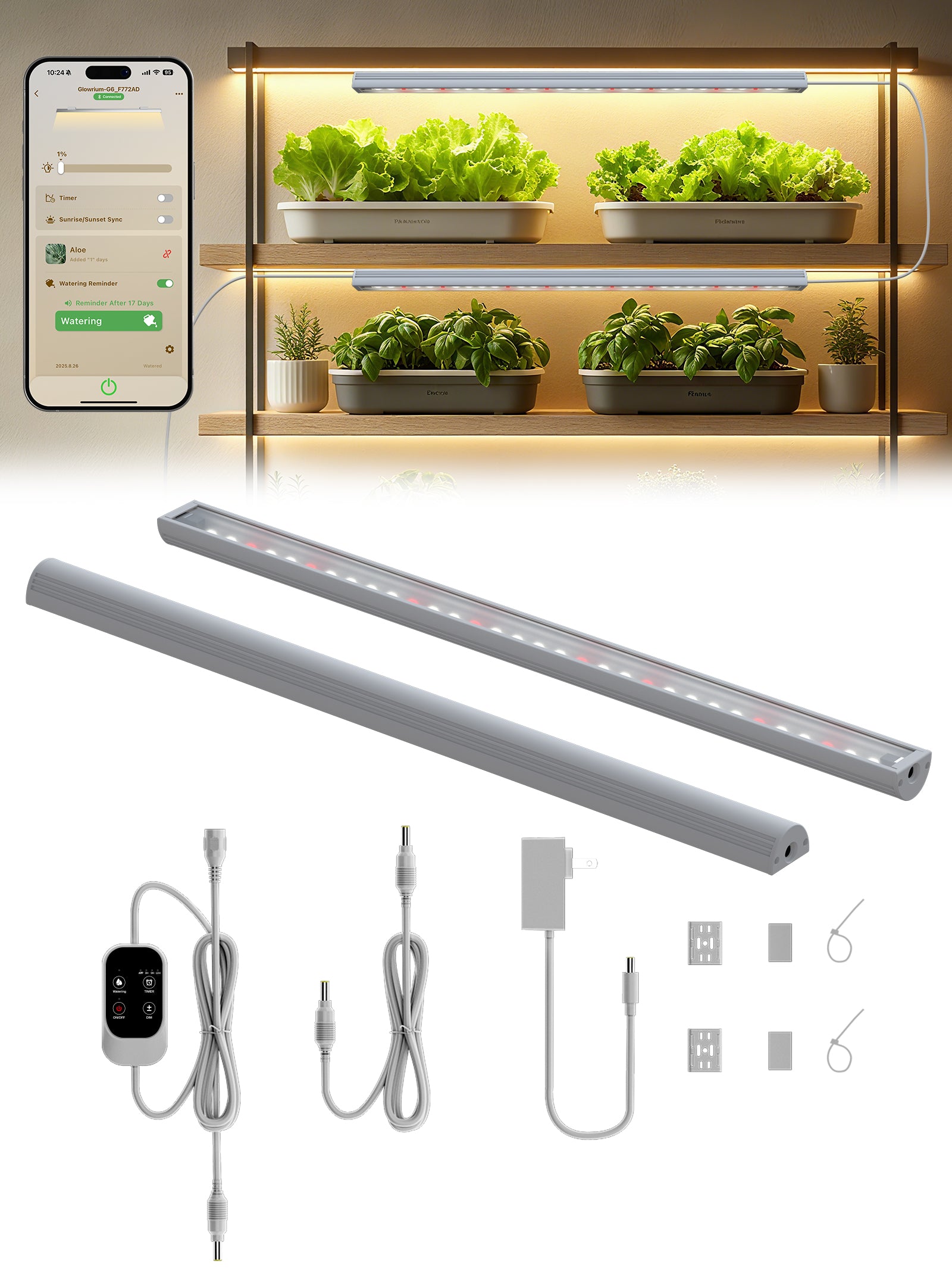 Smart LED Grow Light for Indoor Plants-G6 Full Spectrum 3500K, Auto Timer, Stepless Dimming, Modular, Plug & Play