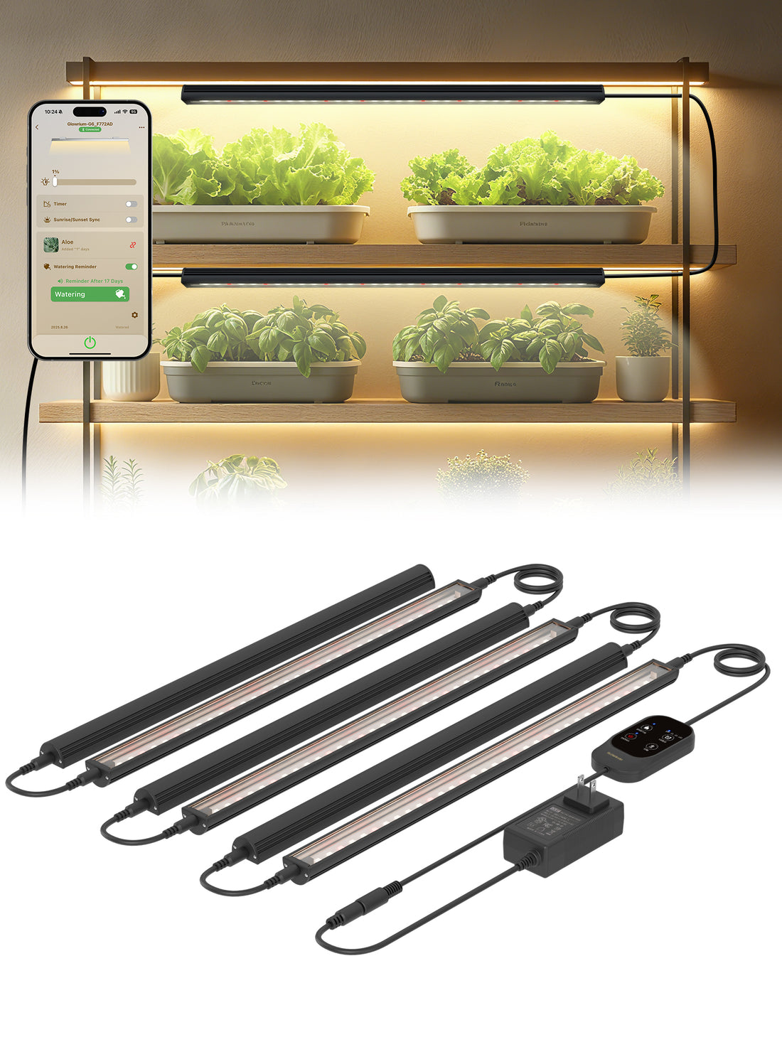 Smart LED Grow Light for Indoor Plants-G6 Full Spectrum 3500K, Auto Timer, Stepless Dimming, Modular, Plug & Play