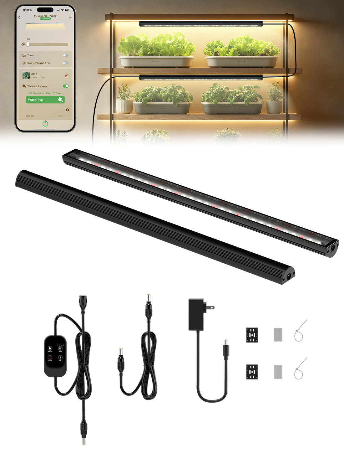 Smart LED Grow Light for Indoor Plants-G6 Full Spectrum 3500K, Auto Timer, Stepless Dimming, Modular, Plug & Play