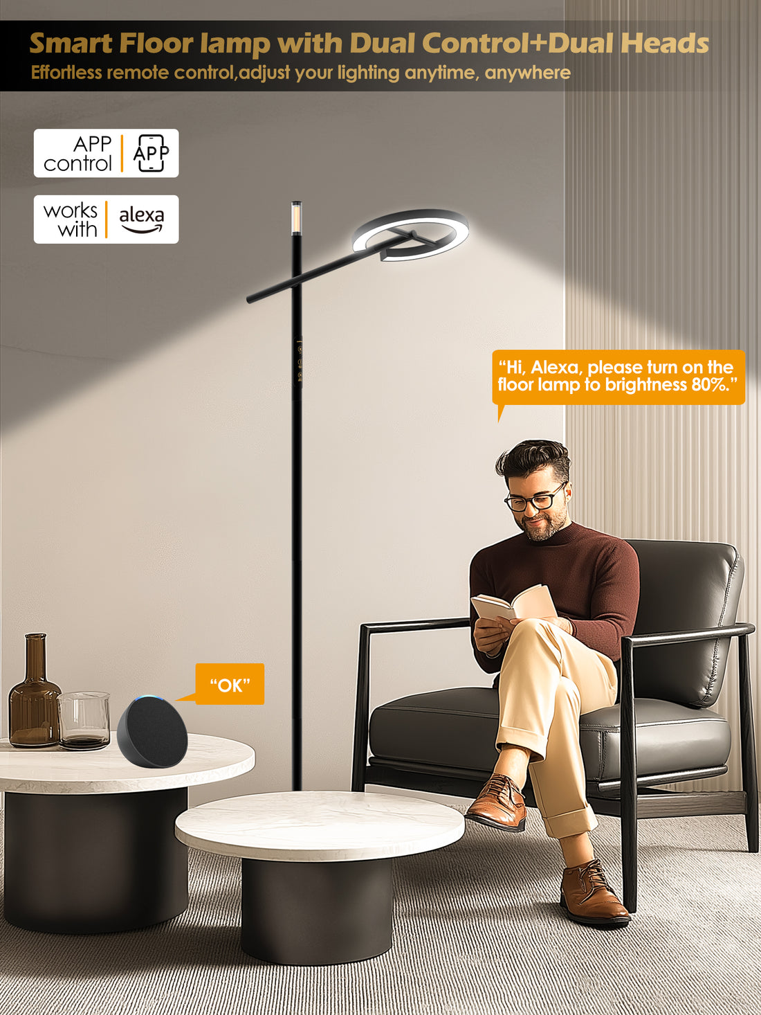 Smart Home Floor Lamp-H1 With APP Control & Stepless Dimmable