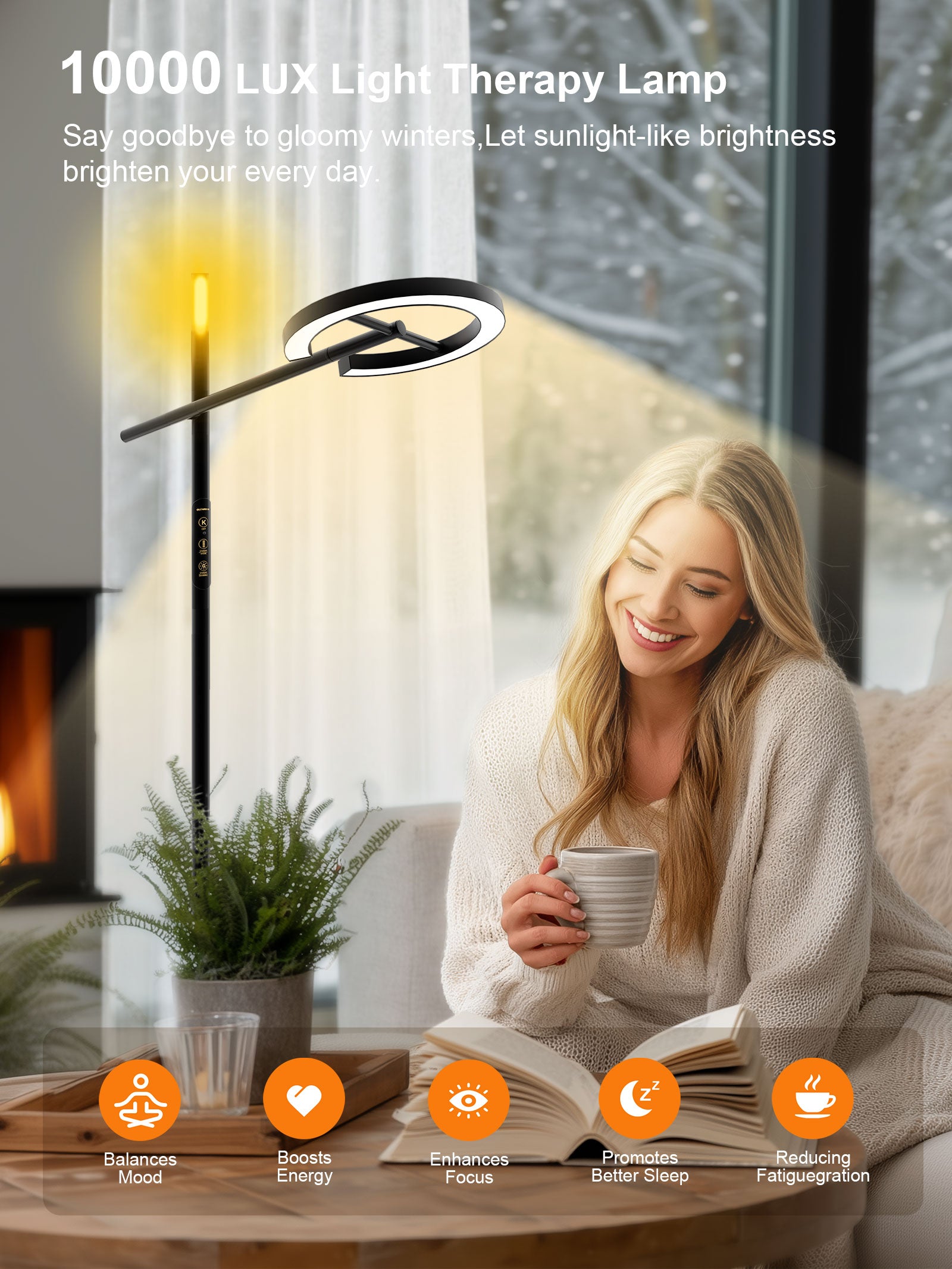 GLOWRIUM-Smart Light Therapy Lamp UV-Free, Stepless Dimming, Circadian Rhythm Support, Smart Control