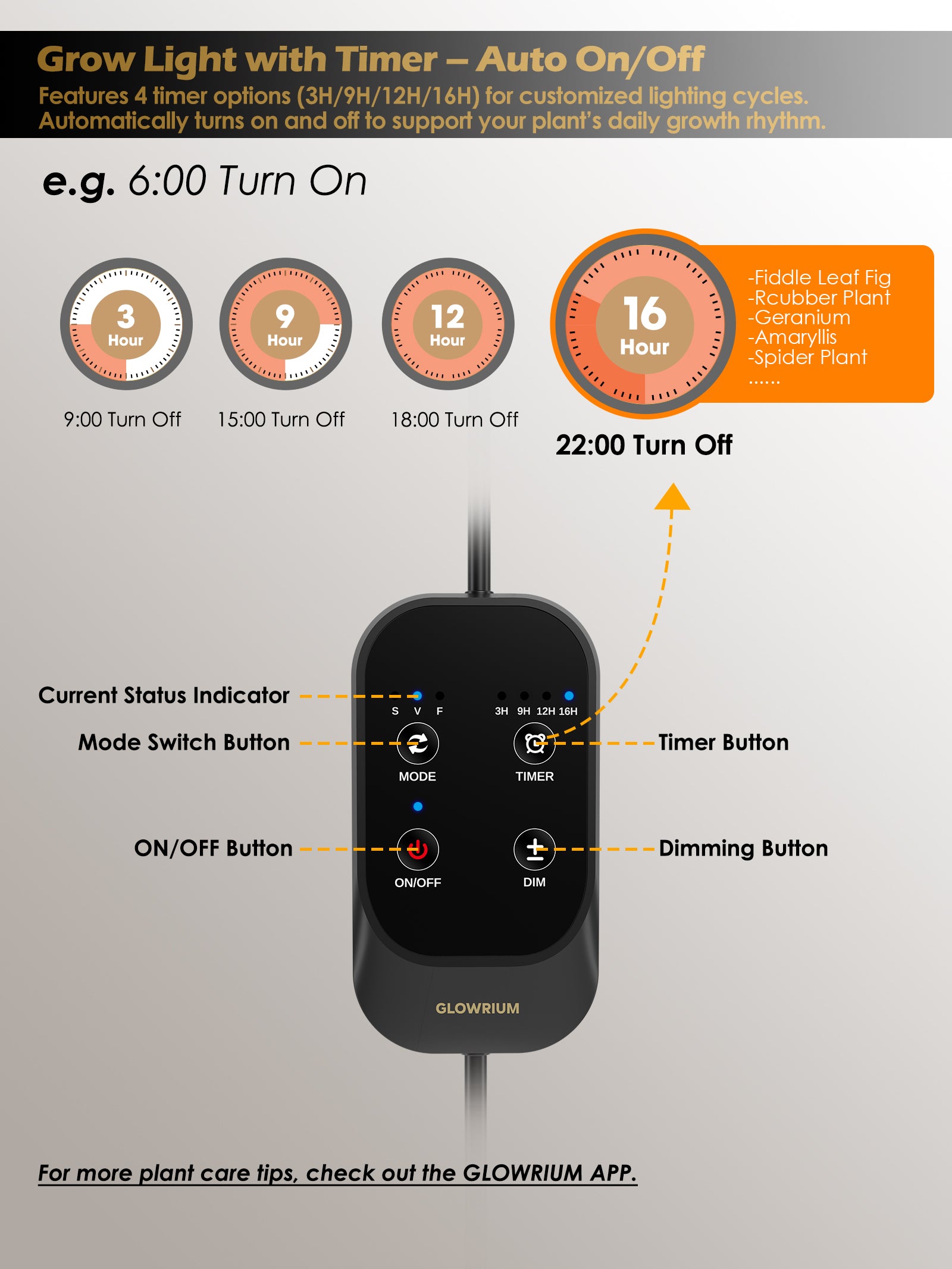 Full Spectrum Plant Grow Light G2Pro 48W – Indoor LED Light with Timer, Height Adjustment & Stepless Dimming