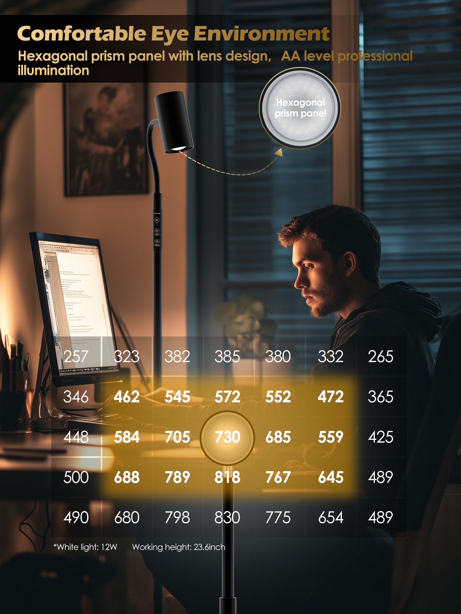 Floor Lamp-H2 Dual-Side LED for Living Room & Bedroom