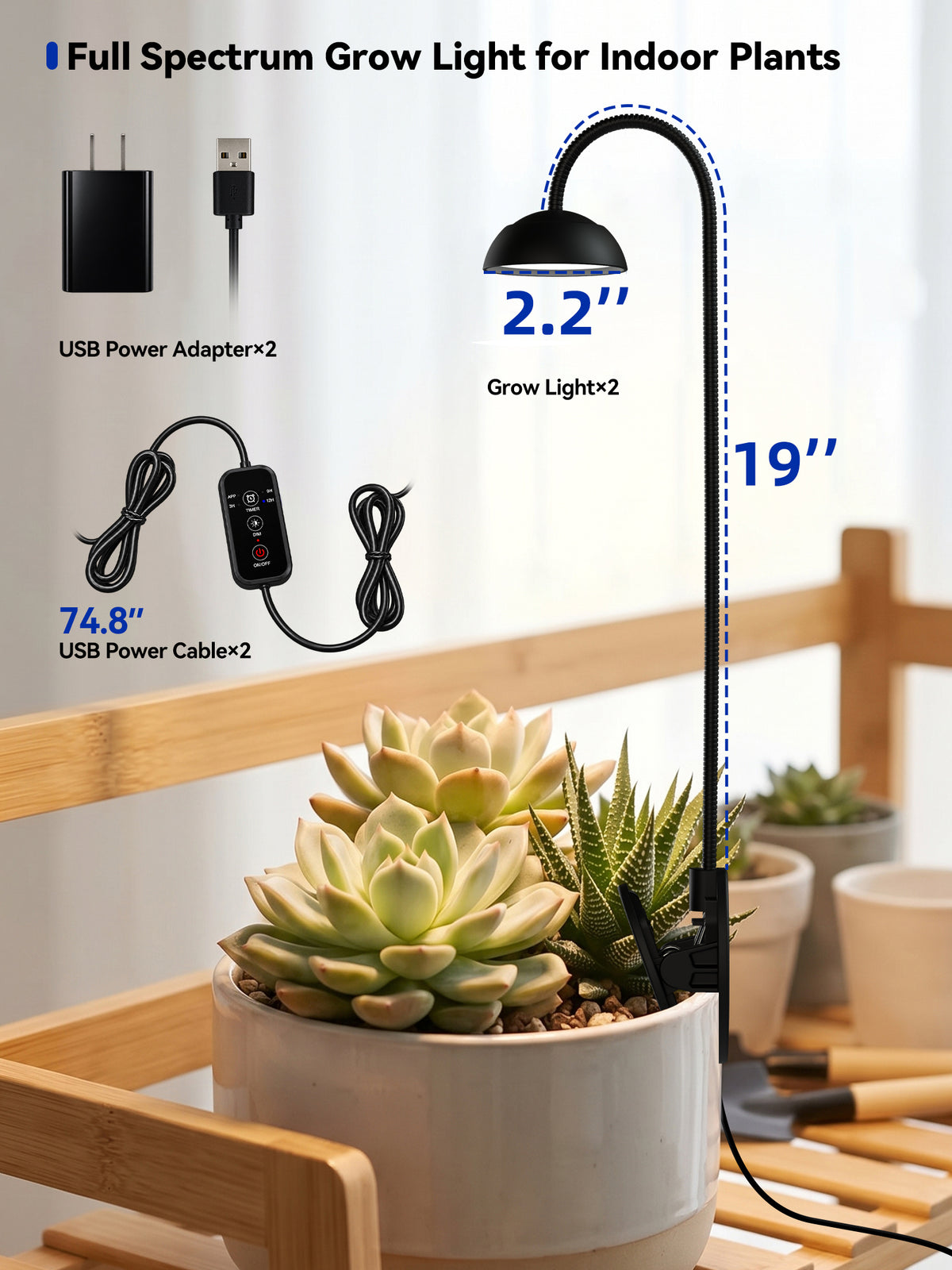 GLOWRIUM® G12 Smart Mini Grow Light - 6W Full Spectrum LED Plant Light with App Control, Timer & 360° Flexible Gooseneck