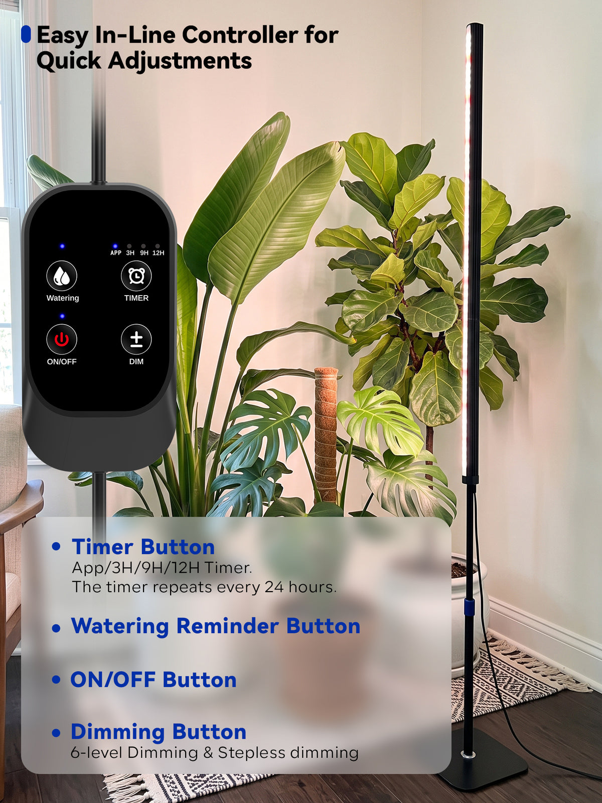 GLOWRIUM® G3 Pro 48W Smart Vertical Grow Light – Full Spectrum, App Control & Adjustable Height