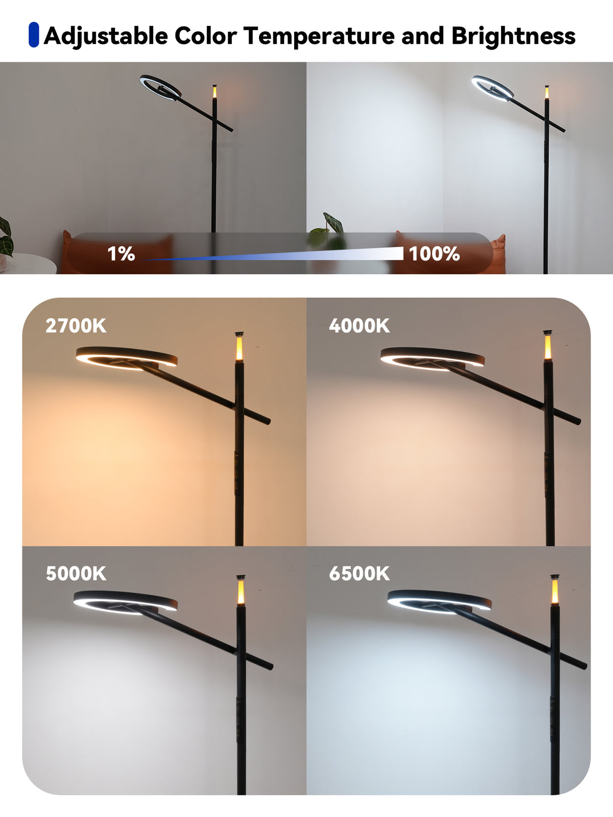 GLOWRIUM® H1 Smart Home Floor Lamp with APP Control & Stepless Dimmable