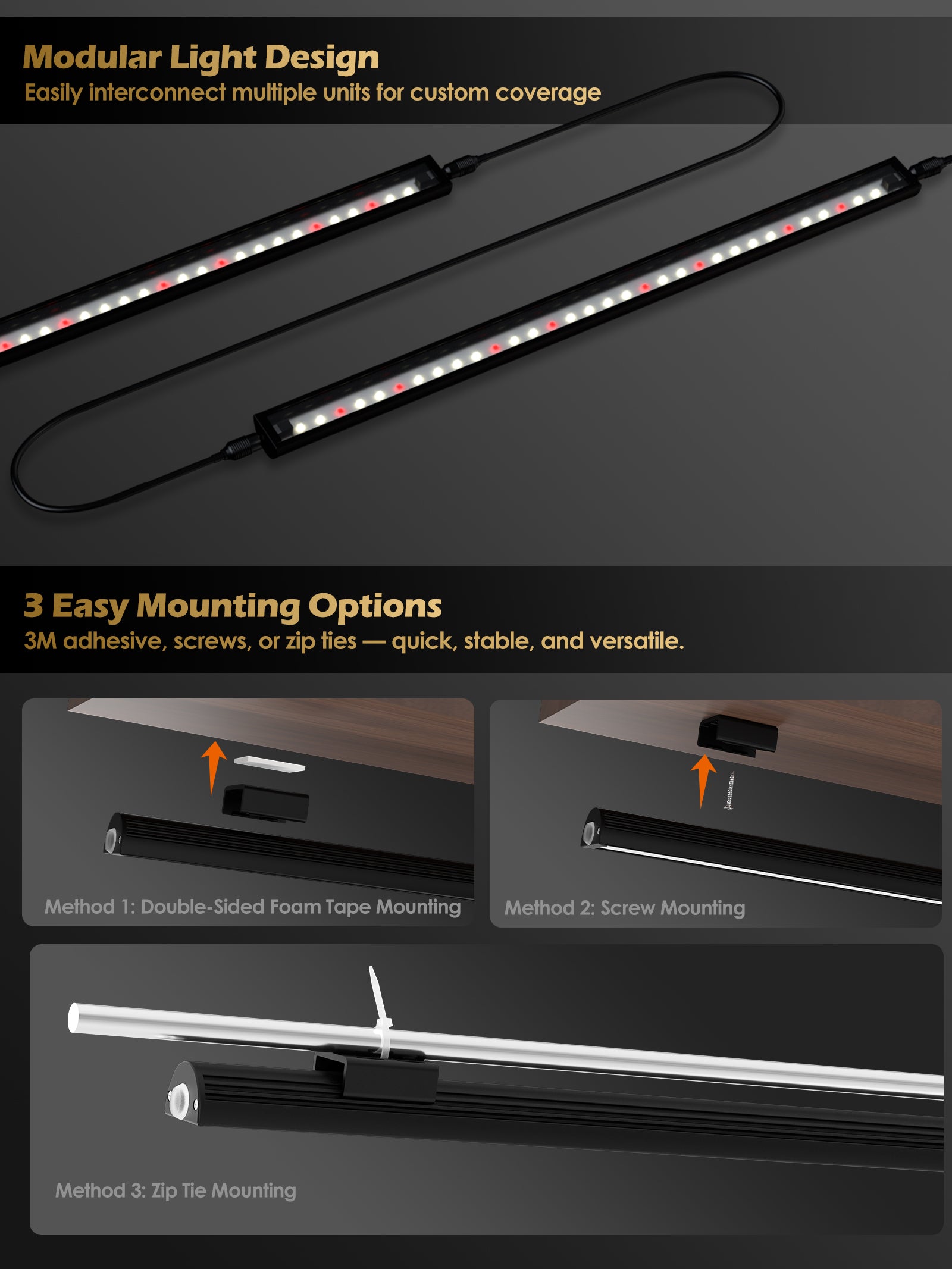 Smart LED Grow Light for Indoor Plants-G6 Full Spectrum 3500K, Auto Timer, Stepless Dimming, Modular, Plug & Play