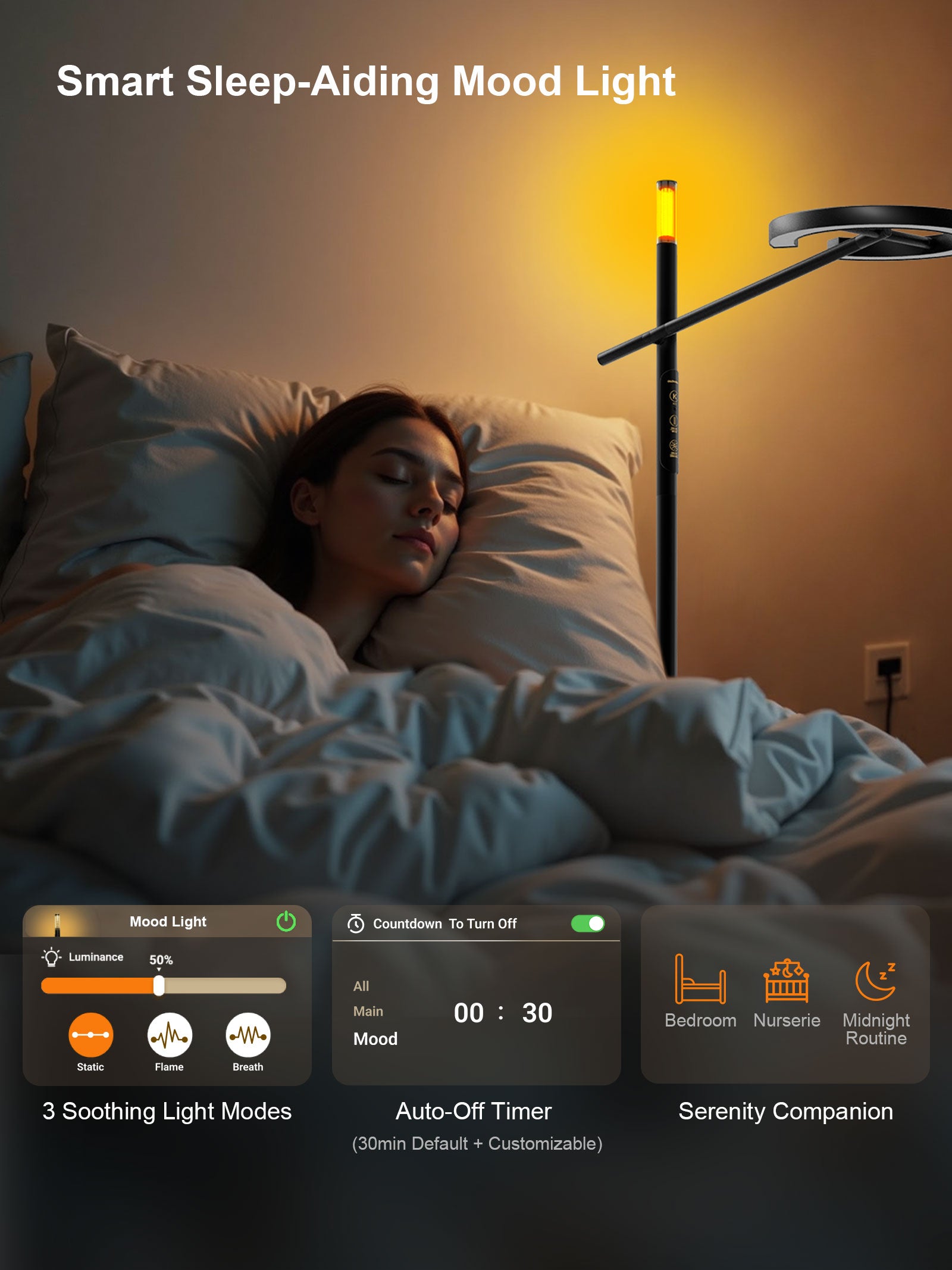 GLOWRIUM-Smart Light Therapy Lamp UV-Free, Stepless Dimming, Circadian Rhythm Support, Smart Control