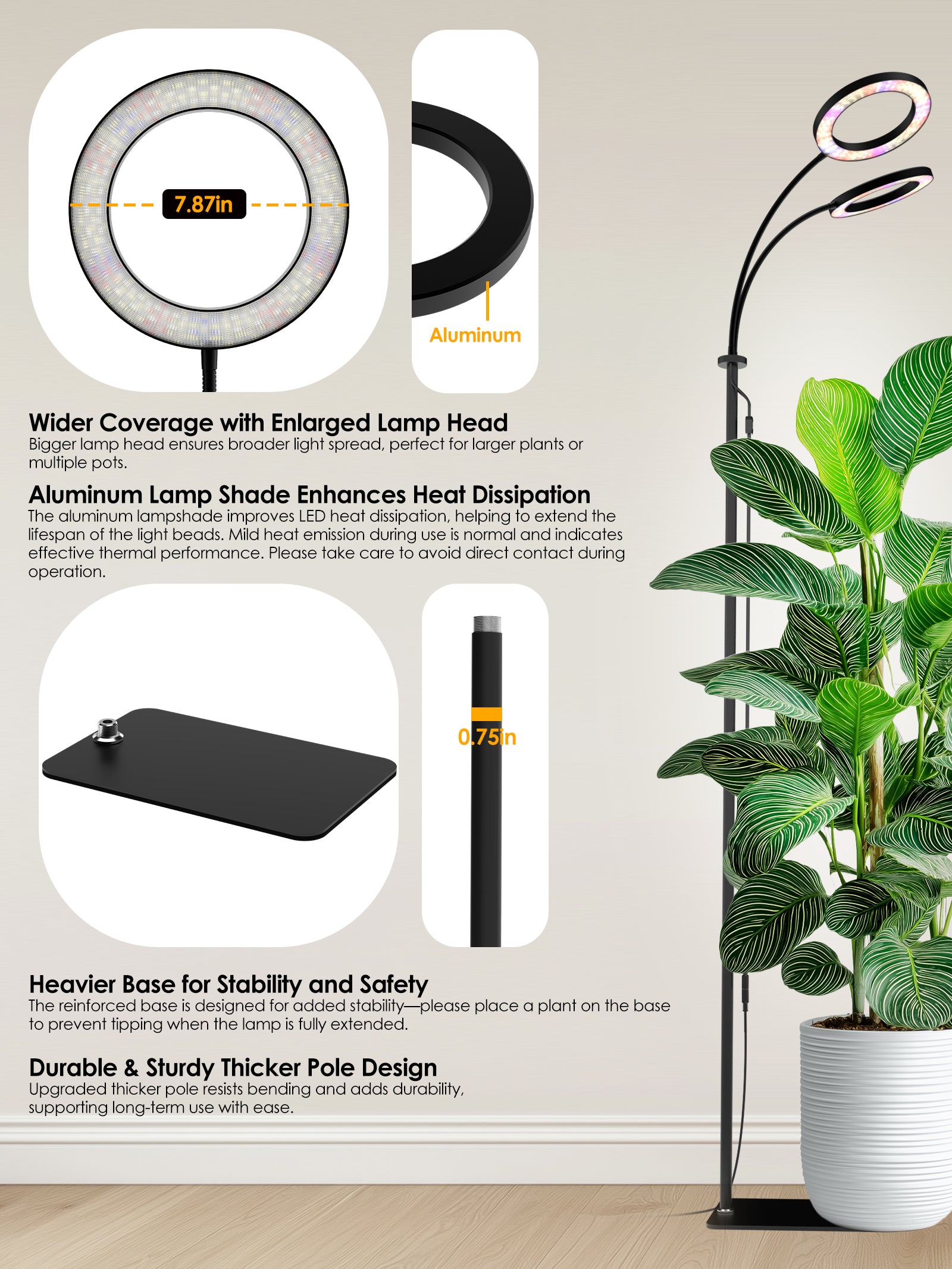 Full Spectrum Plant Grow Light G2Pro 48W – Indoor LED Light with Timer, Height Adjustment & Stepless Dimming