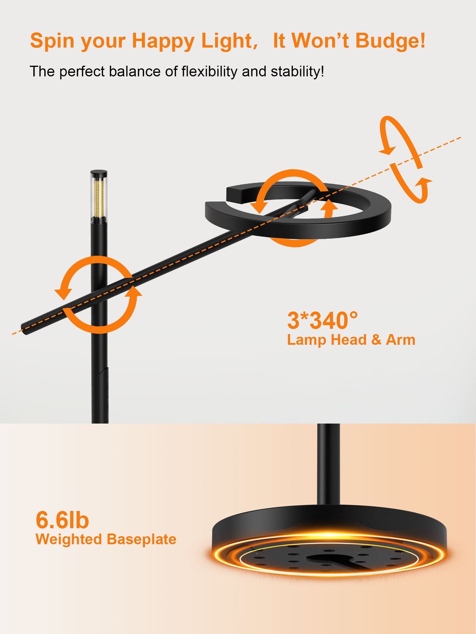 GLOWRIUM-Smart Light Therapy Lamp UV-Free, Stepless Dimming, Circadian Rhythm Support, Smart Control