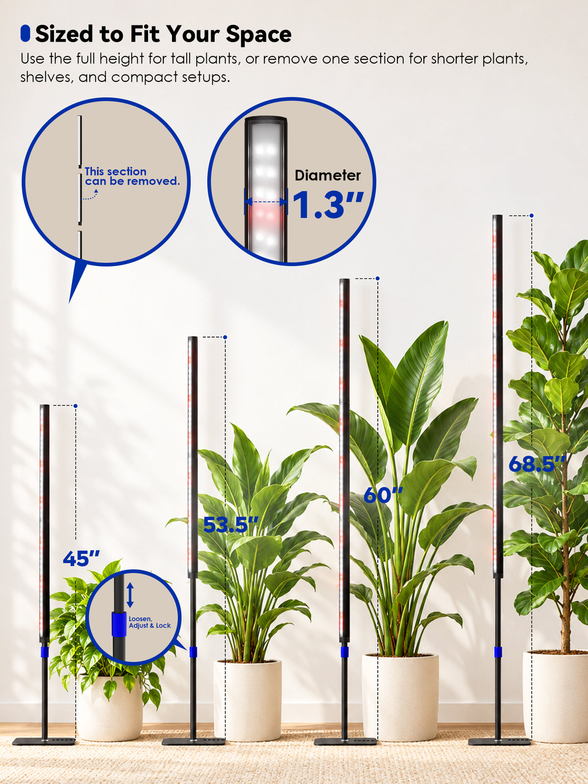 GLOWRIUM® G3 Pro 48W Smart Vertical Grow Light – Full Spectrum, App Control & Adjustable Height