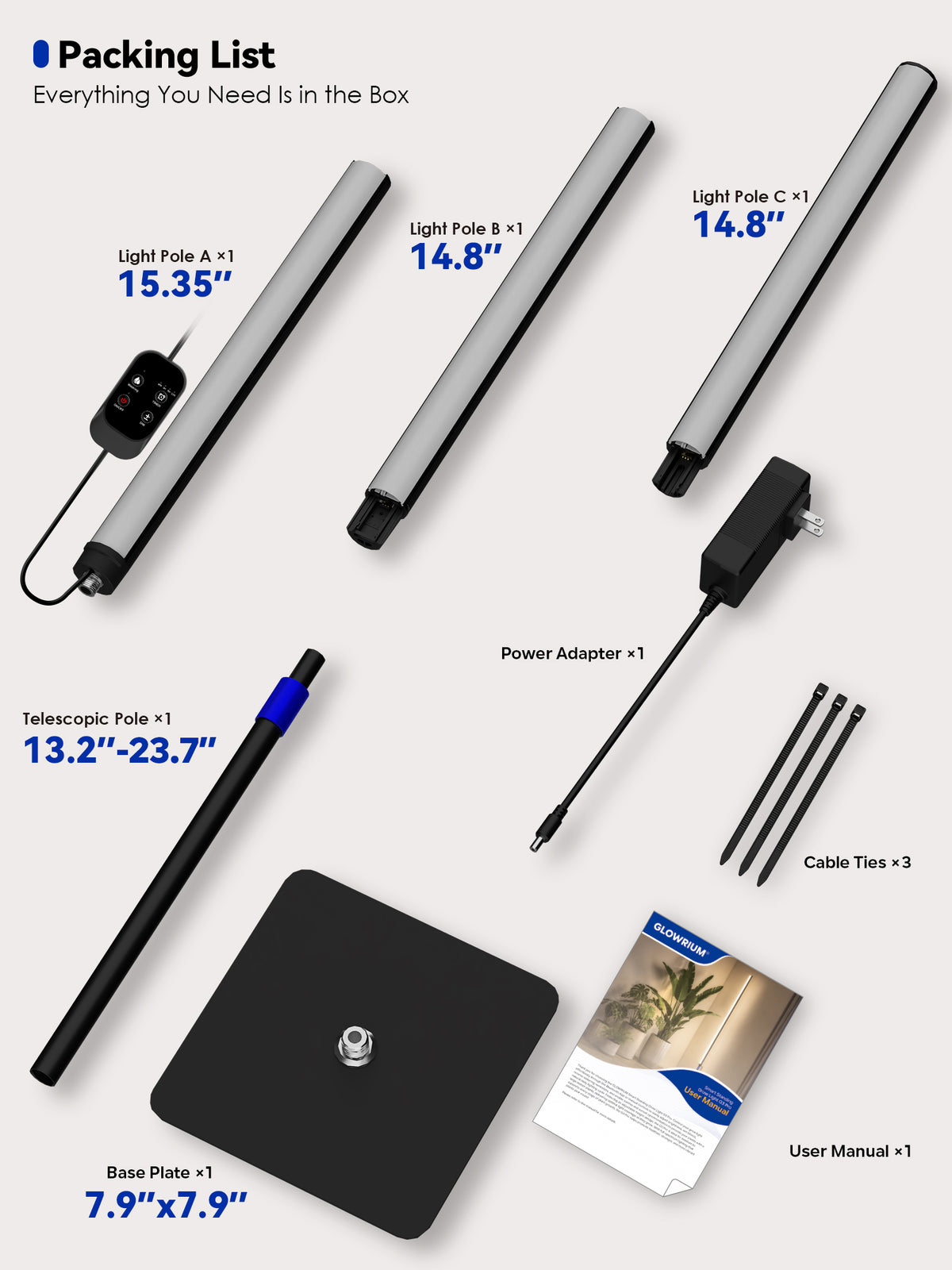 GLOWRIUM® G3 Pro 48W Smart Vertical Grow Light – Full Spectrum, App Control & Adjustable Height