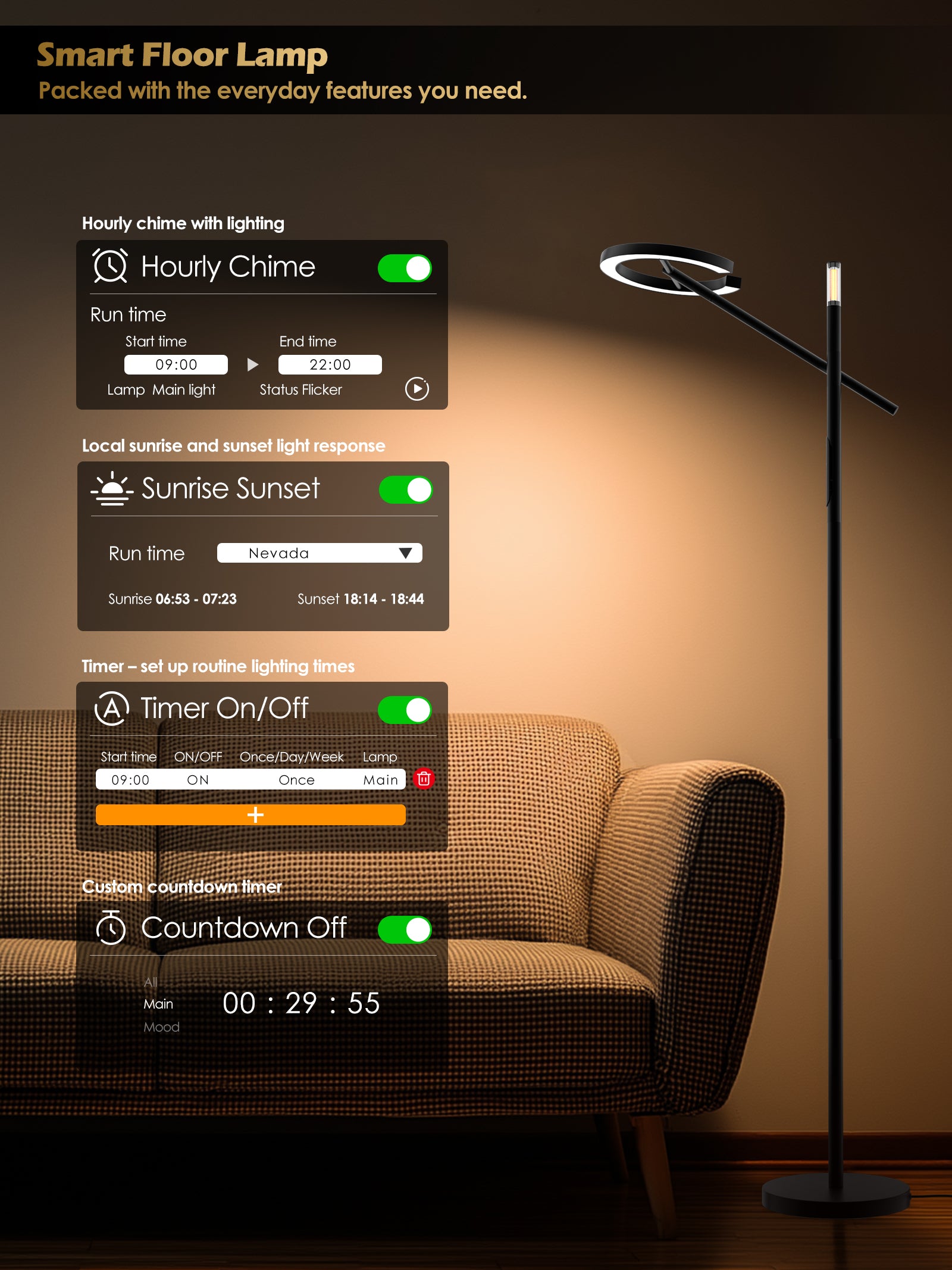 Smart Home Floor Lamp-H1 With APP Control & Stepless Dimmable