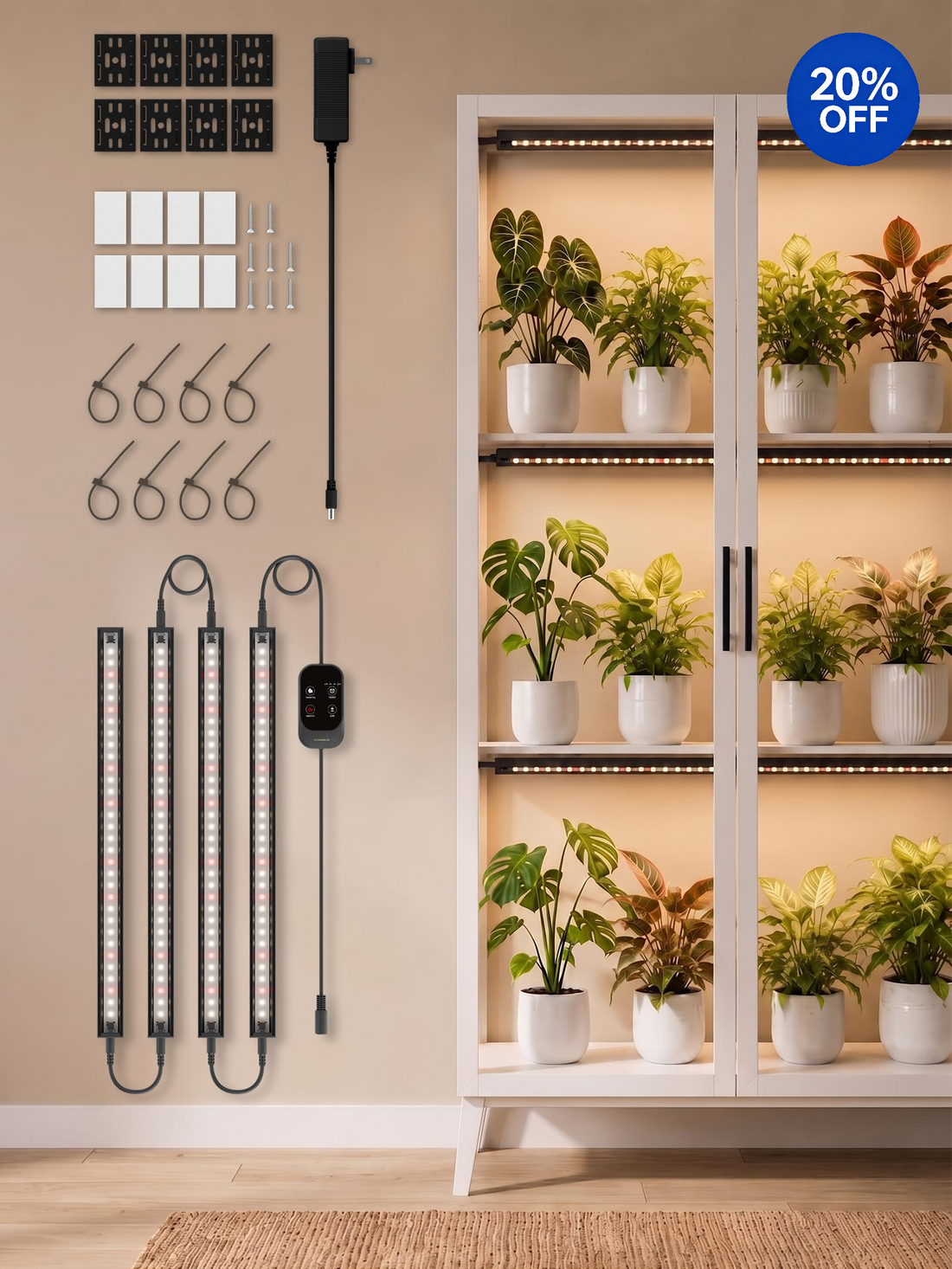 GLOWRIUM® G6 Smart LED Grow Light for Indoor Plants - Full Spectrum, Auto Timer, Stepless Dimming, Modular, Plug & Play