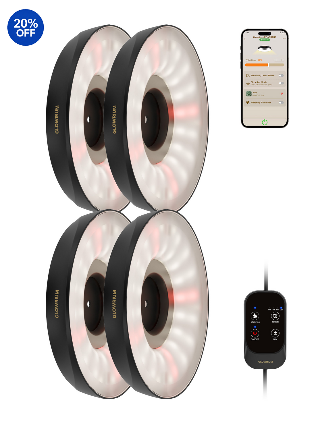GLOWRIUM G7 | 48W Smart Full Spectrum LED Puck-Pflanzenlampe