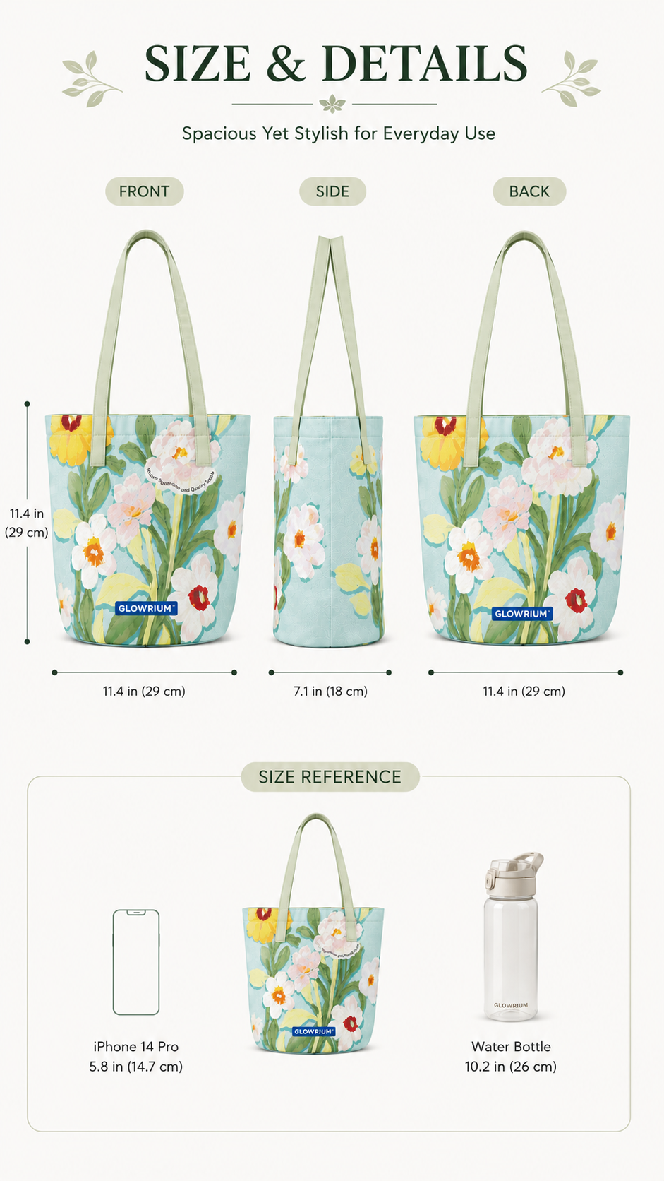 GLOWRIUM Floral Canvas Tote Bag – Made for Everyday Moments