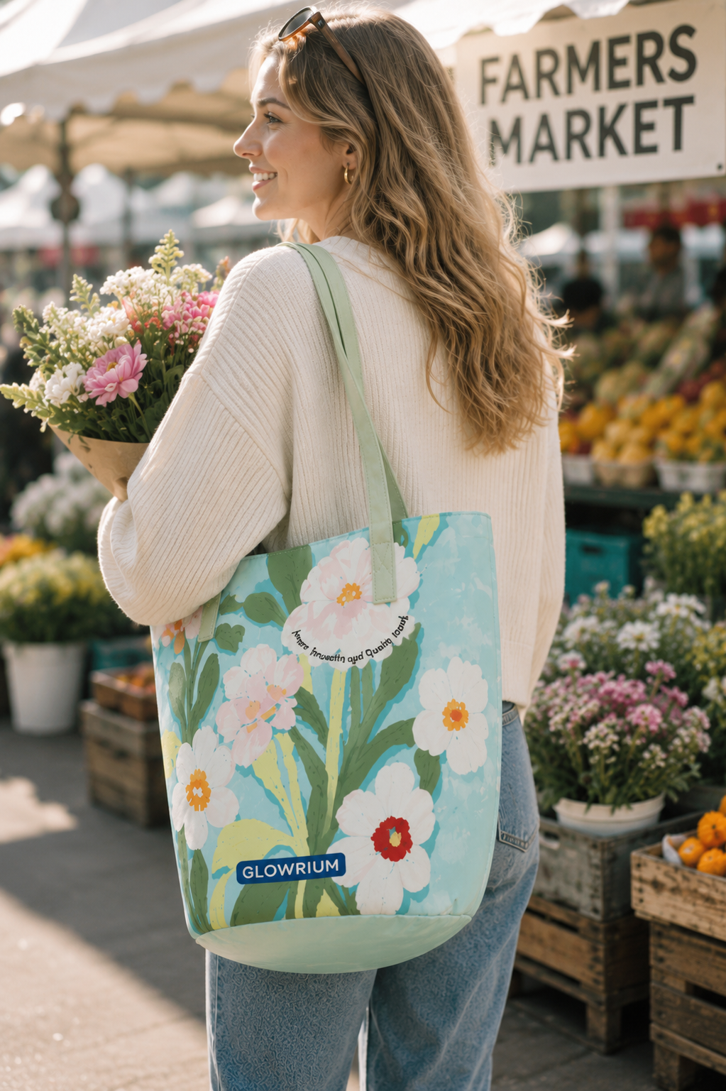 GLOWRIUM Floral Canvas Tote Bag – Made for Everyday Moments