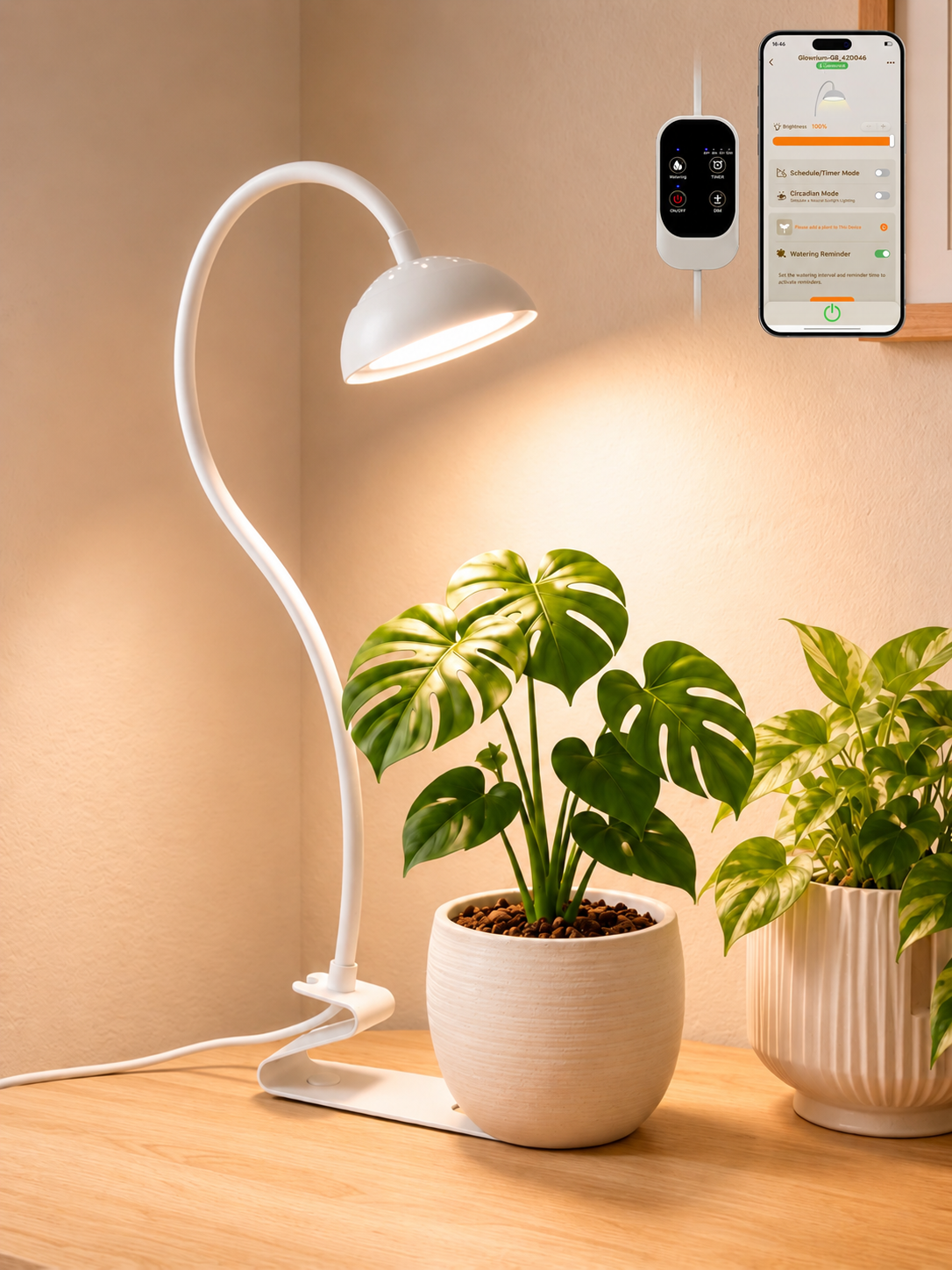 GLOWRIUM® G8 10W Smarte LED Pflanzenlampe - Vollspektrum-Pflanzenlicht für kleine Zimmerpflanzen
