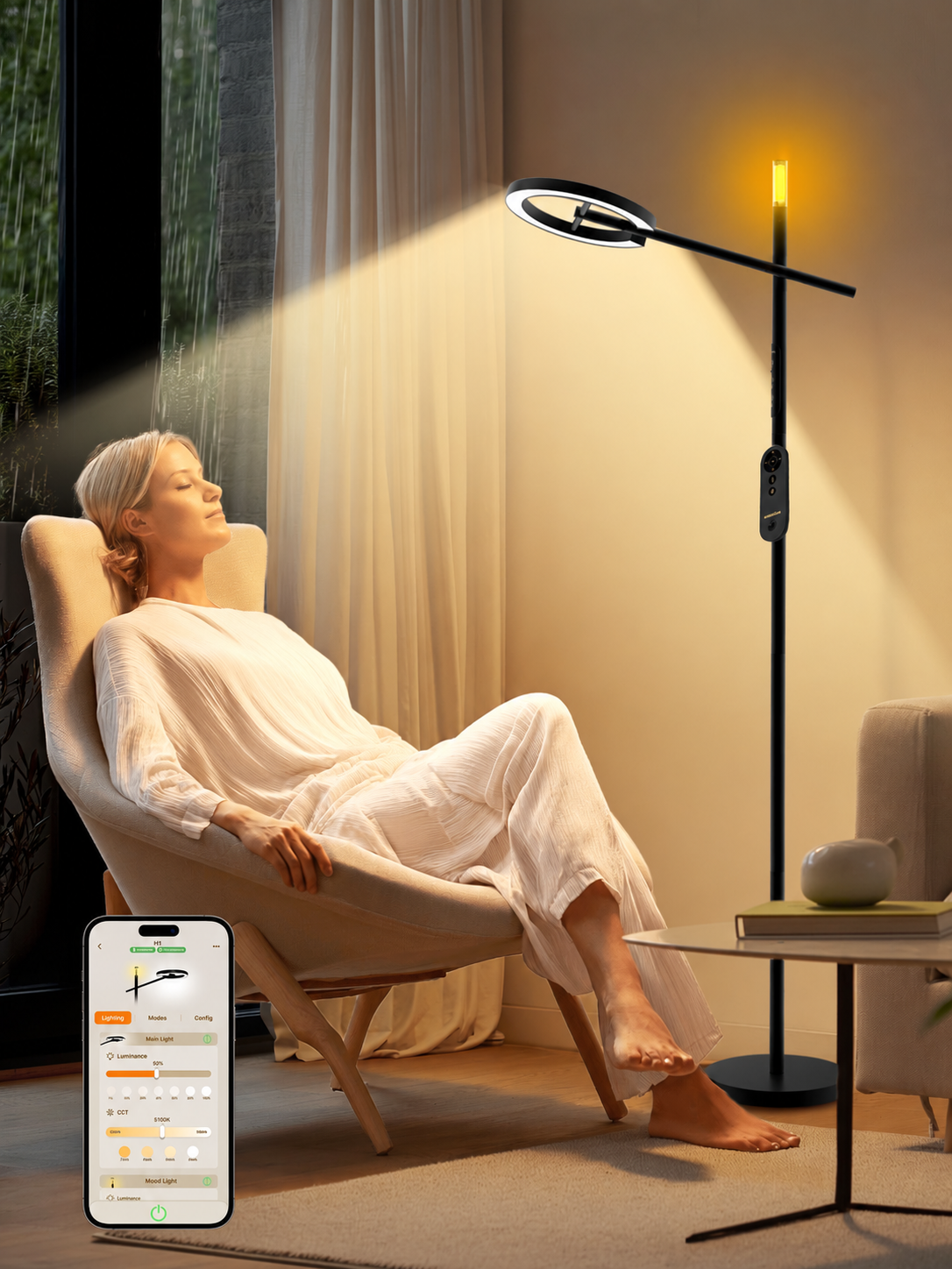 GLOWRIUM® H1 Intelligente Lichttherapie-Lampe – UV-frei, stufenloses Dimmen, Unterstützung des zirkadianen Rhythmus, smarte Steuerung