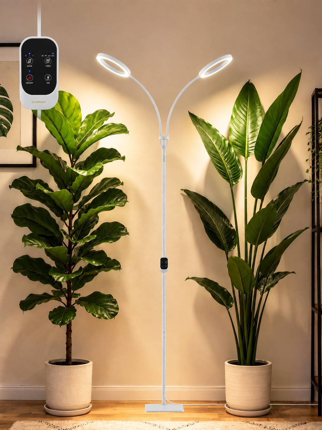 GLOWRIUM® G2 Pro 48W Vollspektrum-Pflanzenlampe - Indoor-LED-Pflanzenleuchte mit Timer, Höhenverstellung, stufenlosem Dimmen