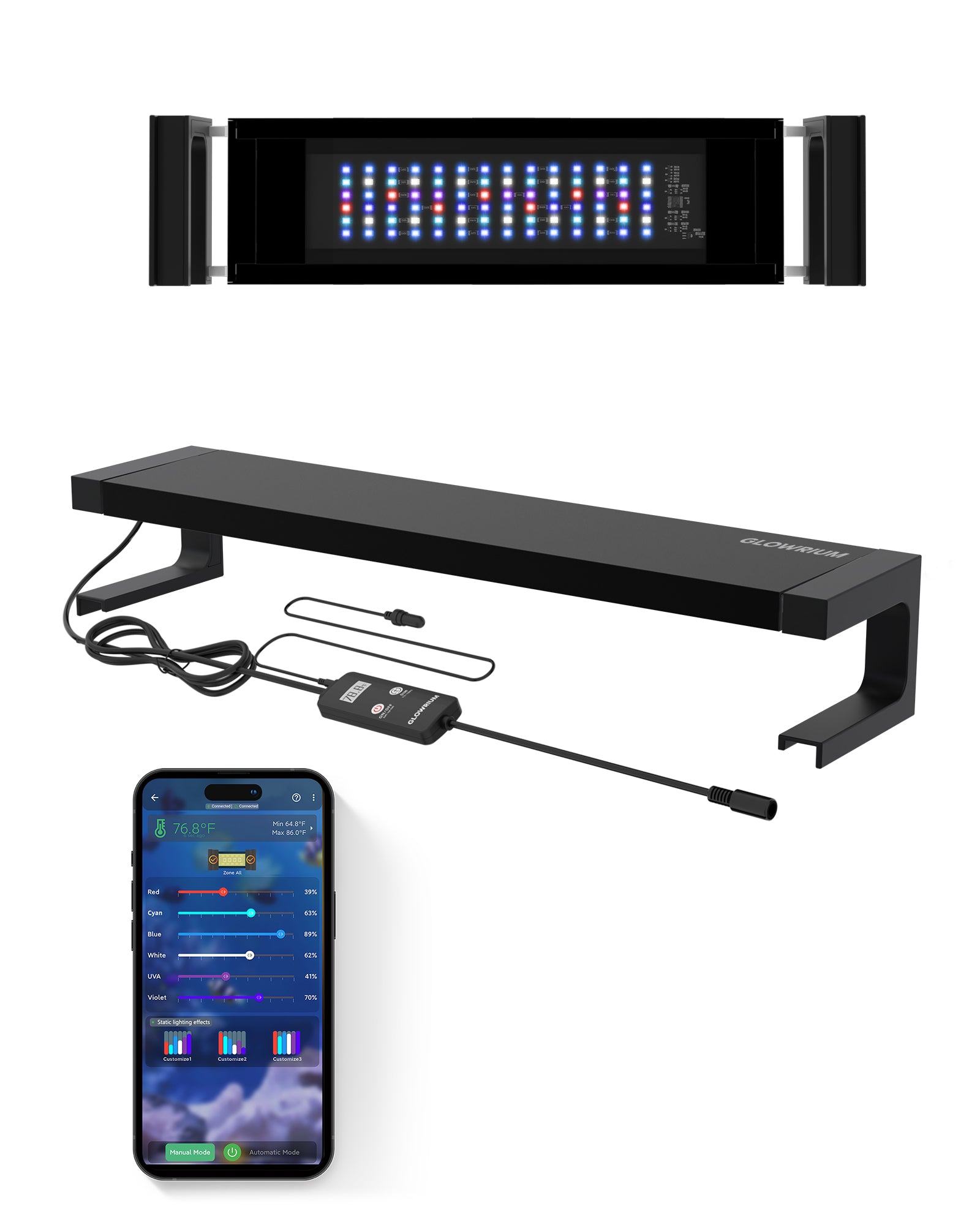 Smart Reef Coral Light Saltwater Aquarium Light App with Bluetooth + WiFi Dual Control-A2