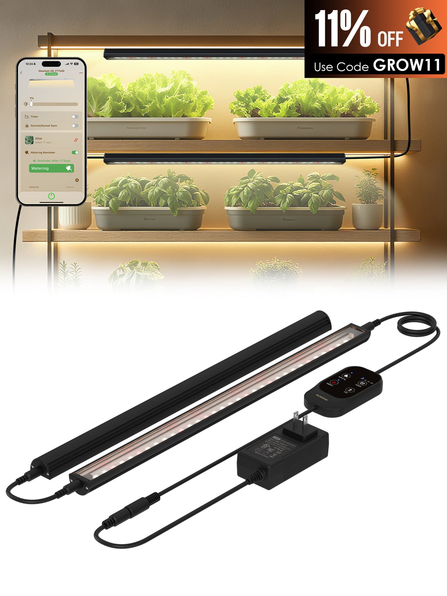 Smart LED Grow Light for Indoor Plants-G6 Full Spectrum 3500K, Auto Timer, Stepless Dimming, Modular, Plug &amp; Play