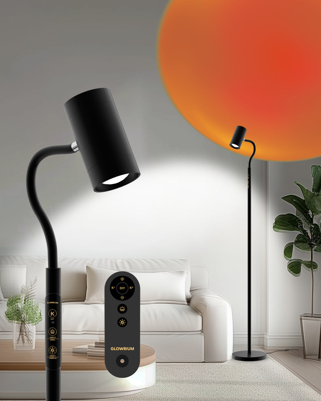 Floor Lamp-H2 Dual-Side LED for Living Room &amp; Bedroom