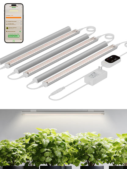 GLOWRIUM Smart Grow Light Strips with App Control – 15" Full Spectrum LED Plant Lights, Auto Timer, 3 Dimming Levels, for Indoor Plants &amp; Shelves-G6