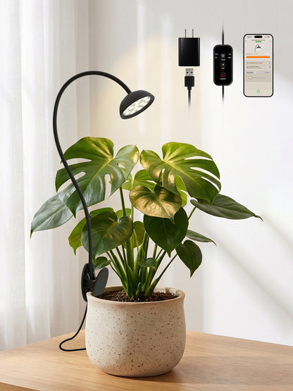 GLOWRIUM® G12 Smart Mini Grow Light - 6W Full Spectrum LED Plant Light with App Control, Timer &amp; 360° Flexible Gooseneck
