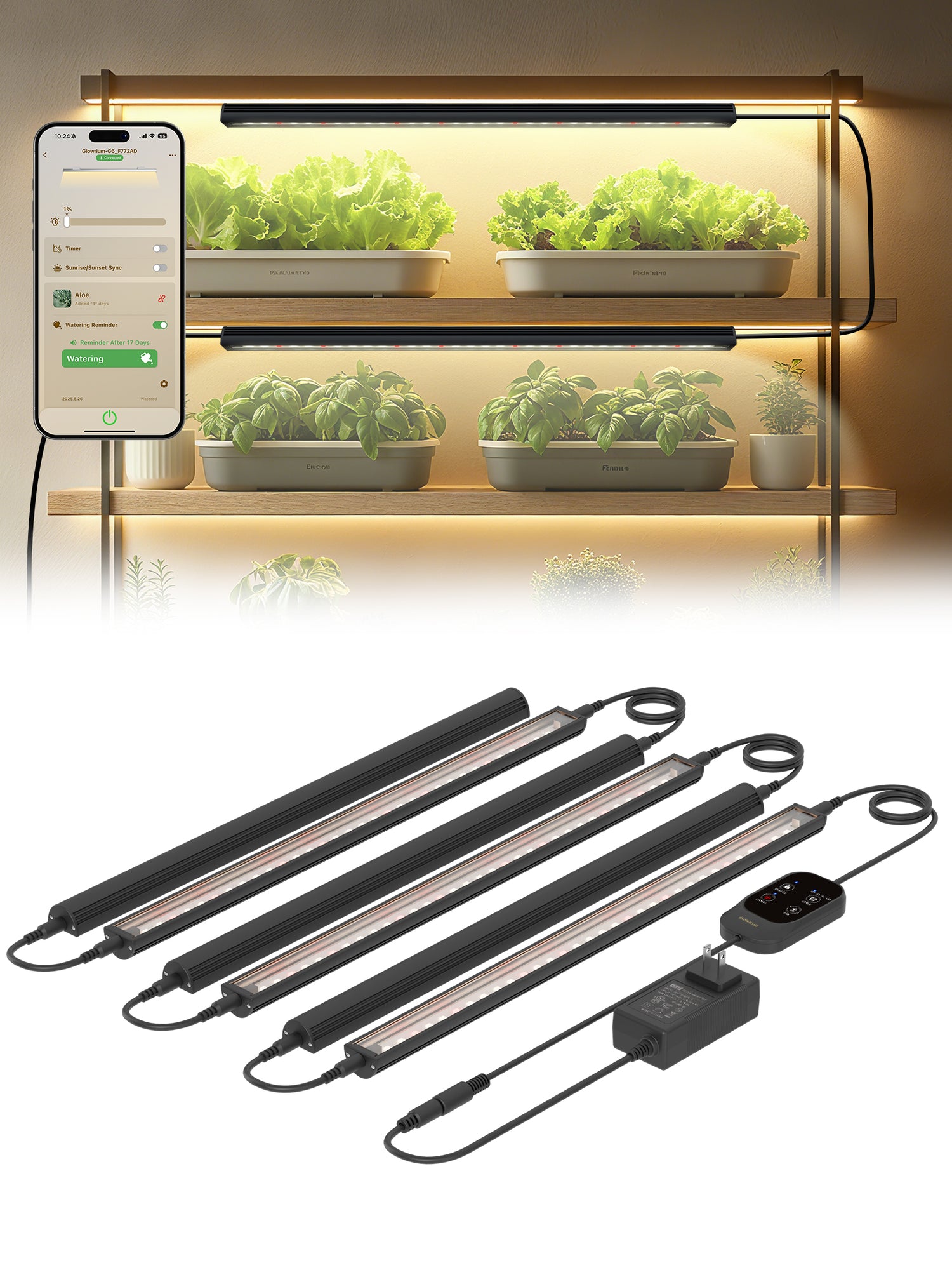 Smart LED Grow Light for Indoor Plants-G6 Full Spectrum 3500K, Auto Timer, Stepless Dimming, Modular, Plug &amp; Play