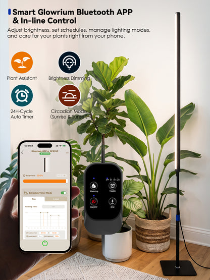 GLOWRIUM® G3 Pro 48W Smart Vertical Grow Light – Full Spectrum, App Control &amp; Adjustable Height