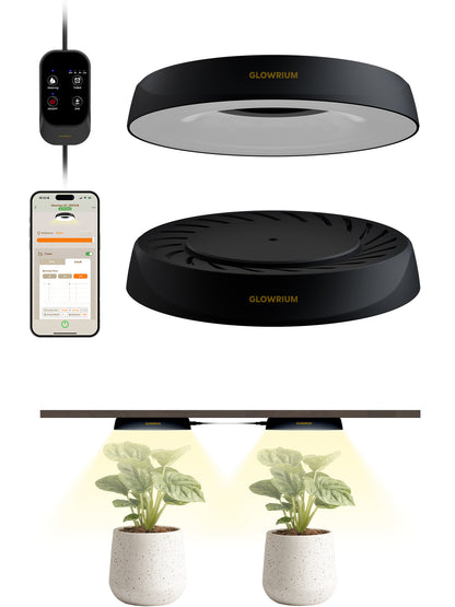 GLOWRIUM LED Grow Light for Indoor Plants – Smart Full Spectrum, Auto Timer, Stepless Dimming, Watering Reminder, Modular Design Plant Assistant