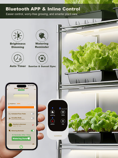 GLOWRIUM Smart Grow Light Strips with App Control – 15" Full Spectrum LED Plant Lights, Auto Timer, 3 Dimming Levels, for Indoor Plants &amp; Shelves-G6