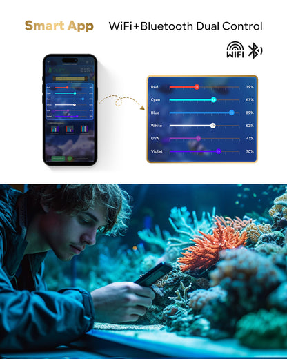 Smart Reef Coral Light Saltwater Aquarium Light App with Bluetooth + WiFi Dual Control-A2