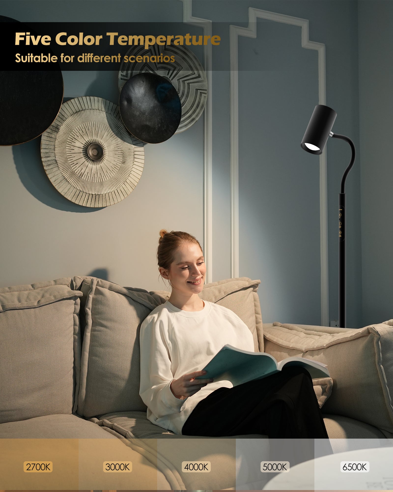 Floor Lamp-H2 Dual-Side LED for Living Room &amp; Bedroom