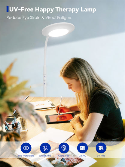 GLOWRIUM Light Therapy Floor Lamp H6 – 48,000 Lux UV-Free Full Spectrum Sunlight Lamp with Remote &amp; Touch Control