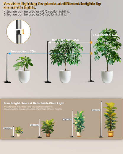 Full Spectrum Plant Grow Lights (60 in)36W Hanging and Standing Auto-Timer Wide Area Coverage in Indoor Plants-G3