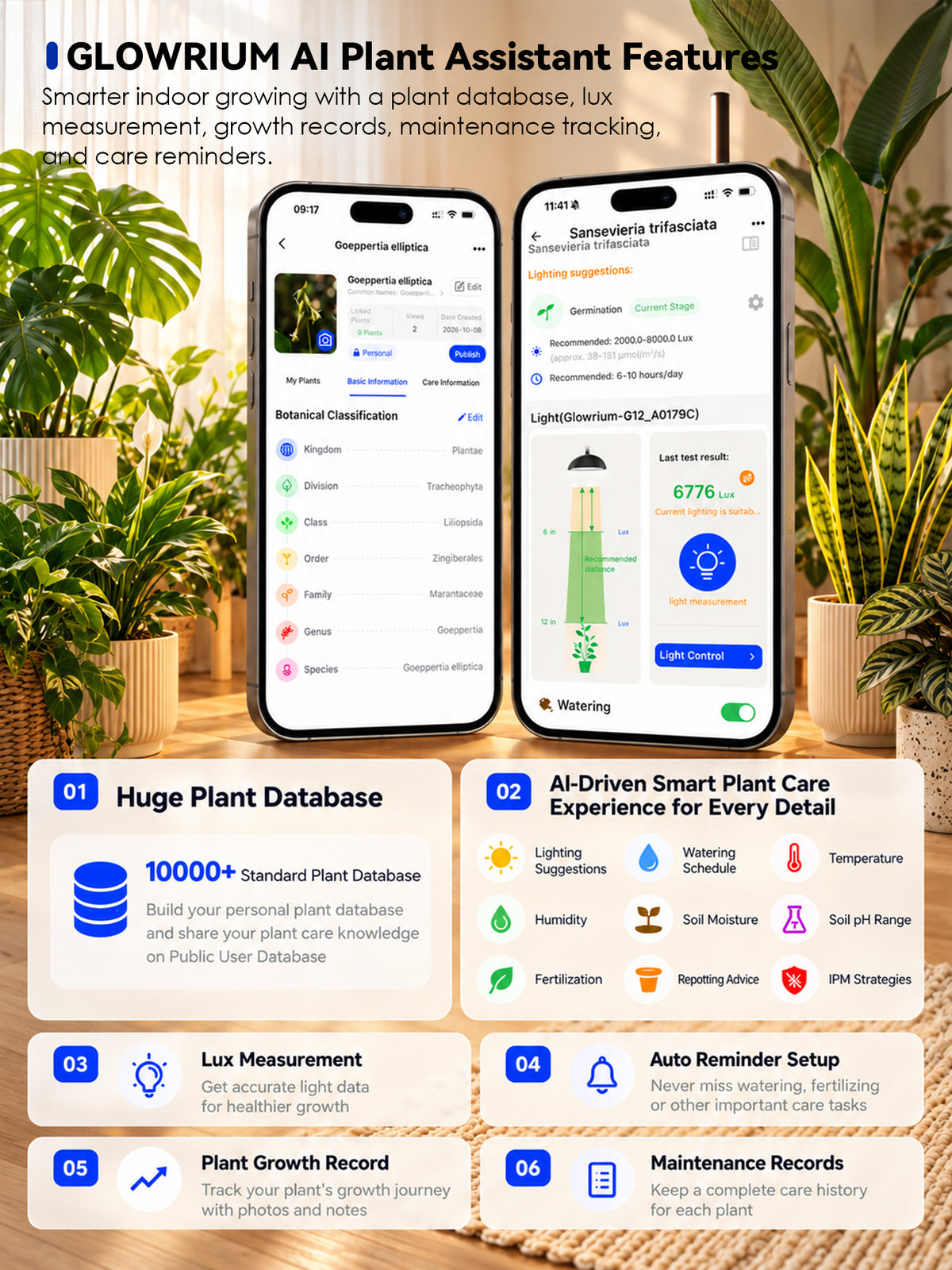 GLOWRIUM® G3 Pro 48W Smart Vertical Grow Light – Full Spectrum, App Control &amp; Adjustable Height