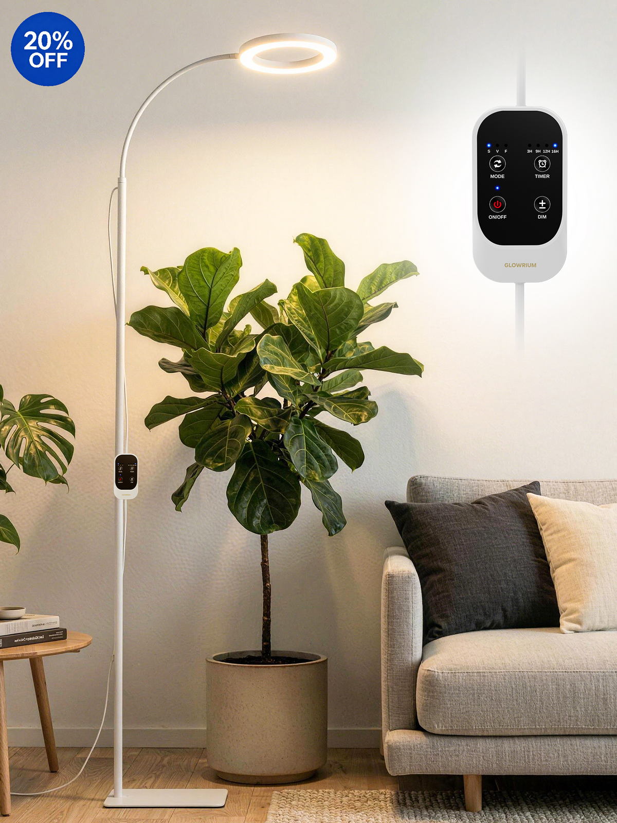 GLOWRIUM G2 Pro | 48W (180 cm) Vollspektrum LED Pflanzenlampe für den Boden