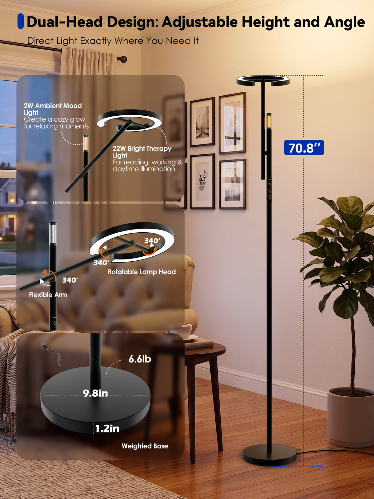 GLOWRIUM® H1 Smart Home Floor Lamp with APP Control &amp; Stepless Dimmable