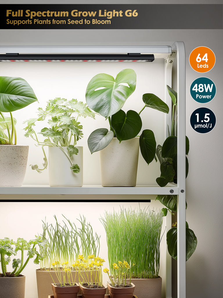 GLOWRIUM® G6 Smart LED Grow Light for Indoor Plants - Full Spectrum, Auto Timer, Stepless Dimming, Modular, Plug & Play
