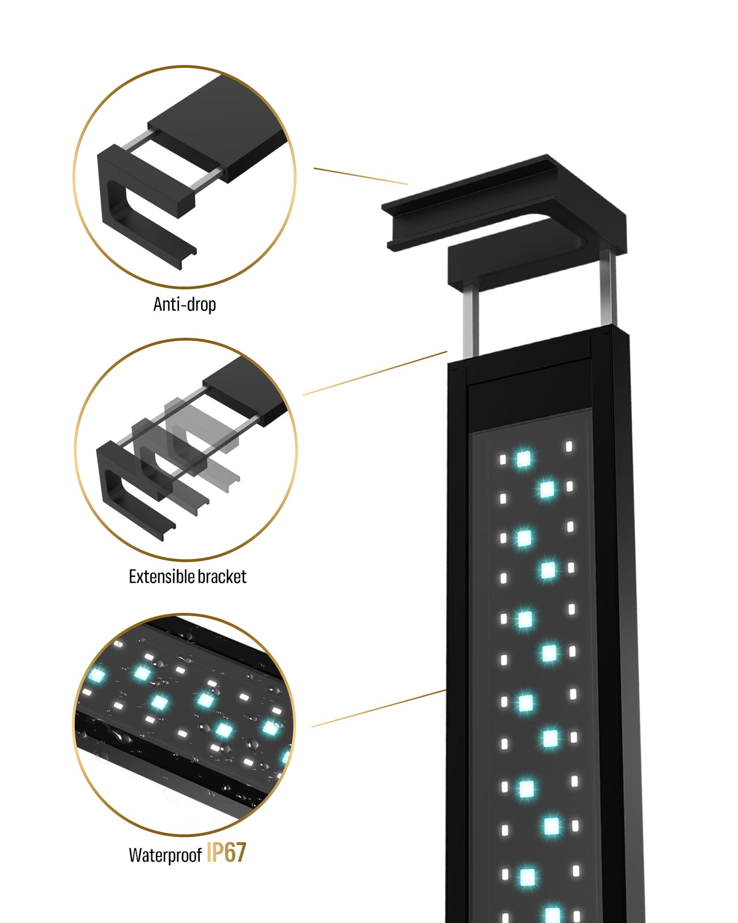 Smart App Wifi+Bluethooth Dimming Aquarium Light with Zone Control-A1