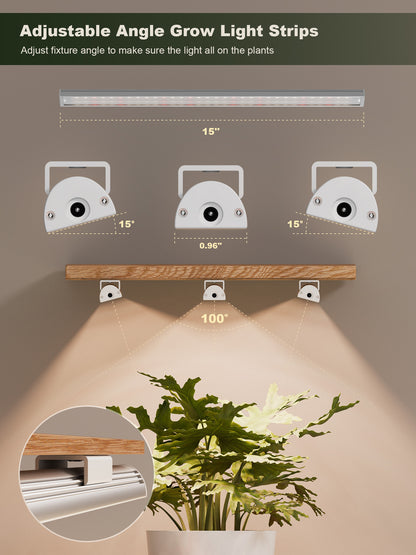 GLOWRIUM Smart Grow Light Strips with App Control – 15&quot; Full Spectrum LED Plant Lights, Auto Timer, 3 Dimming Levels, for Indoor Plants &amp; Shelves