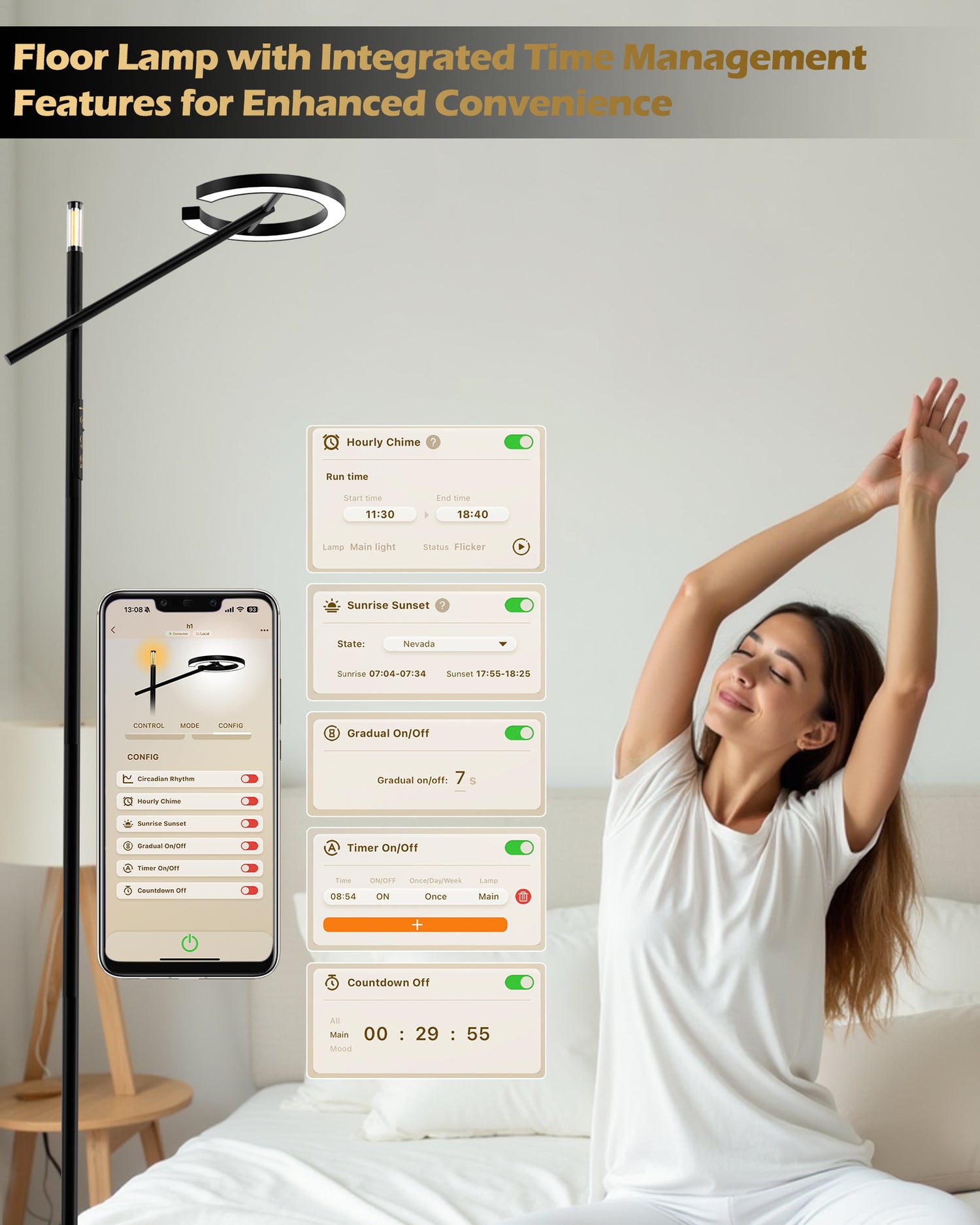 Smart Home Floor Lamp-H1 With APP Control &amp; Stepless Dimmable