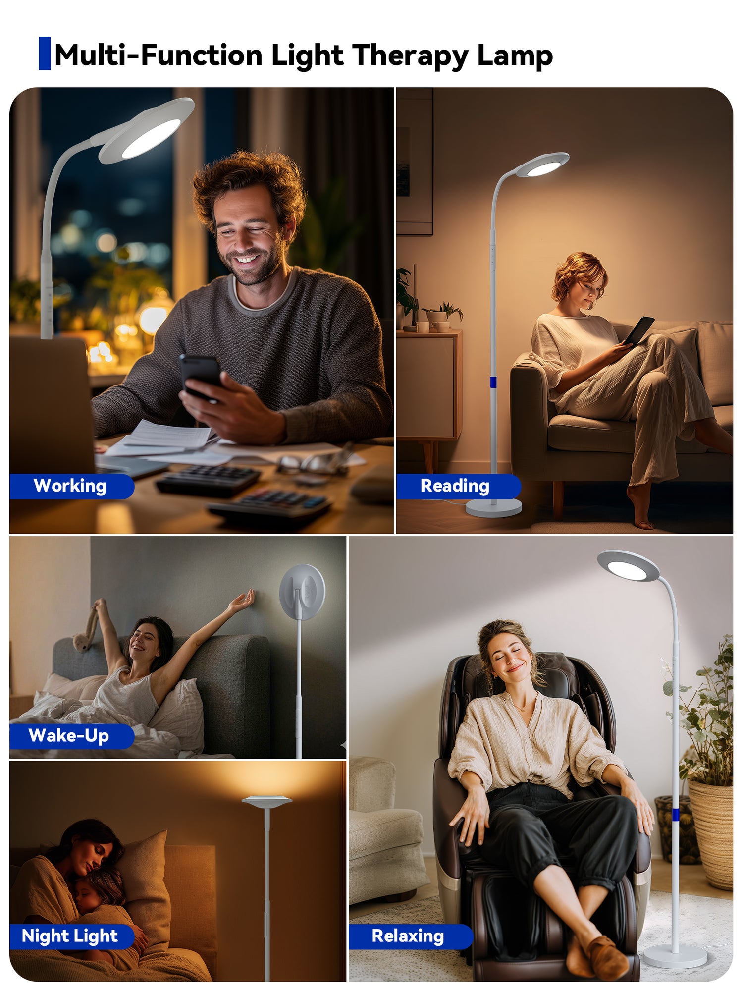 GLOWRIUM Light Therapy Floor Lamp H6 – 48,000 Lux UV-Free Full Spectrum Sunlight Lamp with Remote &amp; Touch Control