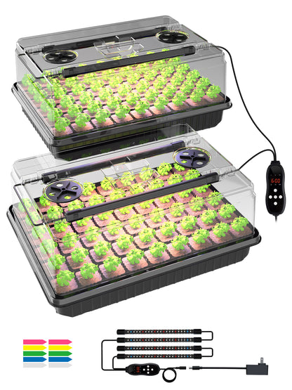 GLOWRIUM Full-Spectrum Seed Starter Kit with Adjustable LED Grow Lights &amp; Humidity Dome | 30W High-Output Seedling Tray for Indoor Germination