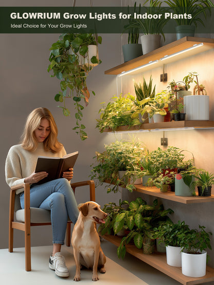 GLOWRIUM Smart Grow Light Strips with App Control – 15&quot; Full Spectrum LED Plant Lights, Auto Timer, 3 Dimming Levels, for Indoor Plants &amp; Shelves