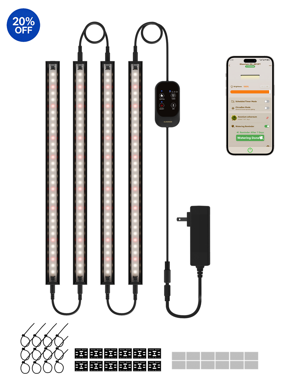 GLOWRIUM G6 | 48W Intelligente LED-Pflanzenzuchtleiste mit vollem Spektrum